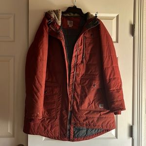 Carhartt brick red waterproof jacket